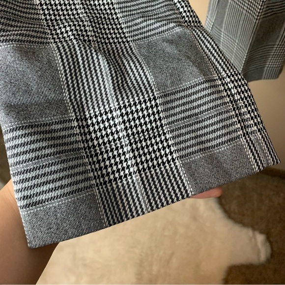 [Zara] Black & White Houndstooth Print Wide Leg Career Pants - Picture 3 of 7
